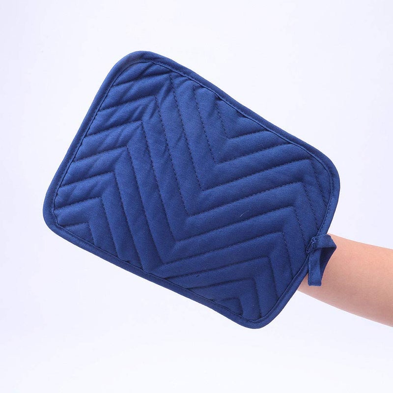 Anyi Pot Holders for Kitchen Heat Resistant, Cotton Hot Pads for Counter Table, Blue Kitchen Pot Holders with Pocket - Image 3